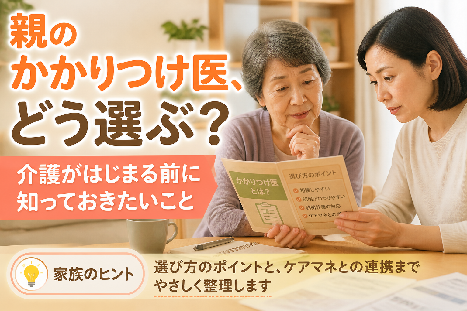 親のかかりつけ医、どう選ぶ？介護がはじまる前に知っておきたいこと
