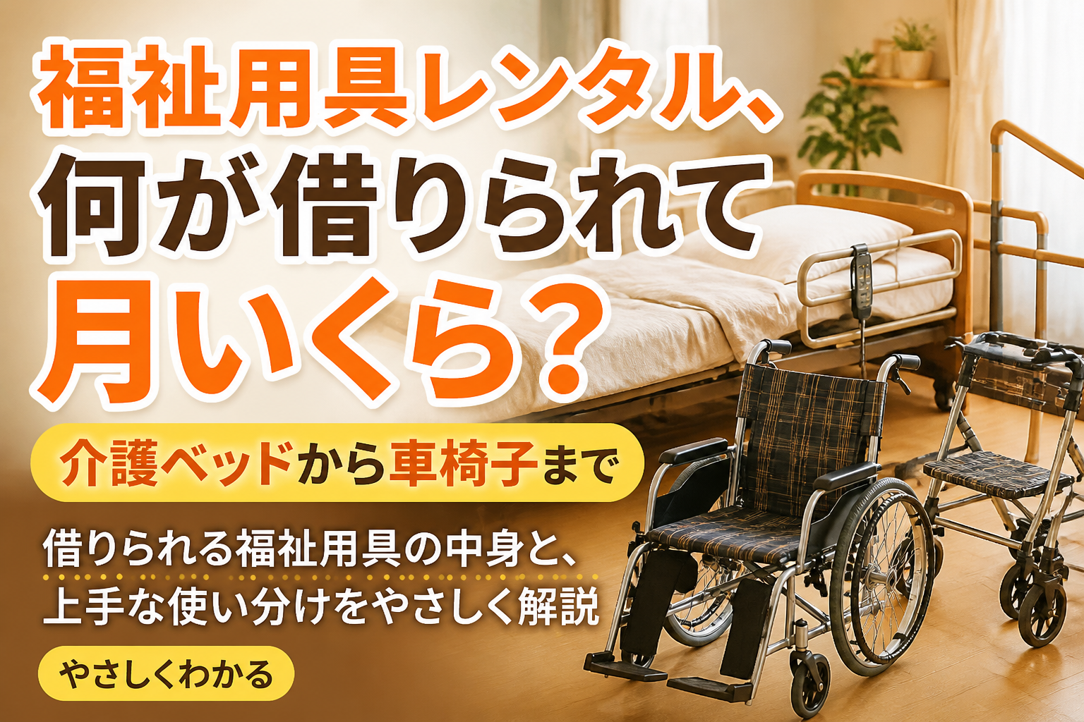 福祉用具レンタル、何が借りられて月いくら？介護ベッドから車椅子まで