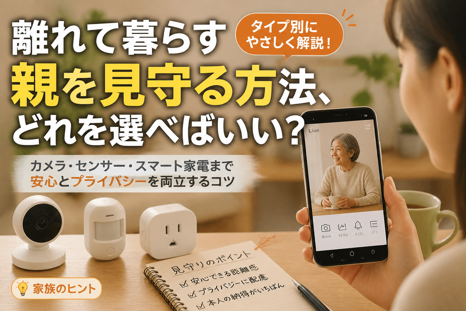 離れて暮らす親を見守る方法、どれを選べばいい？