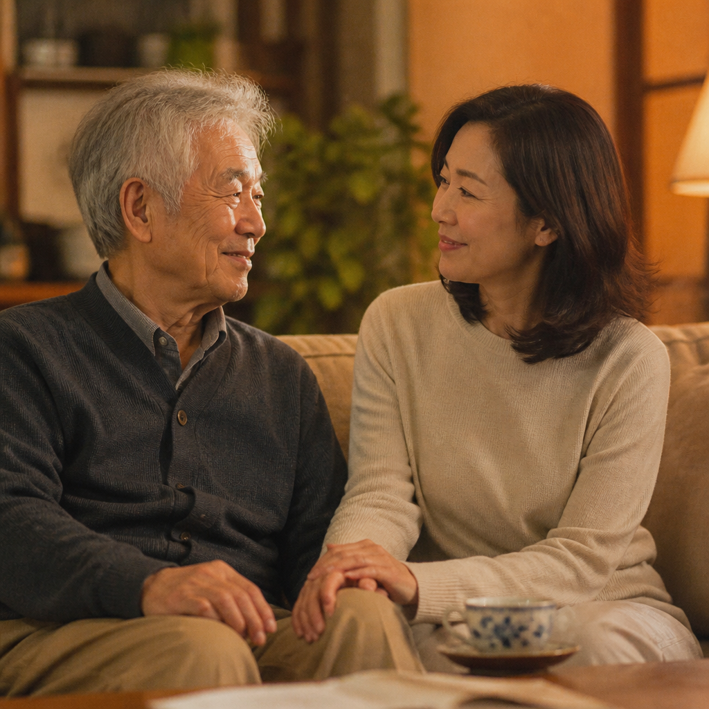 寄り添いながらゆったり過ごす親子の様子