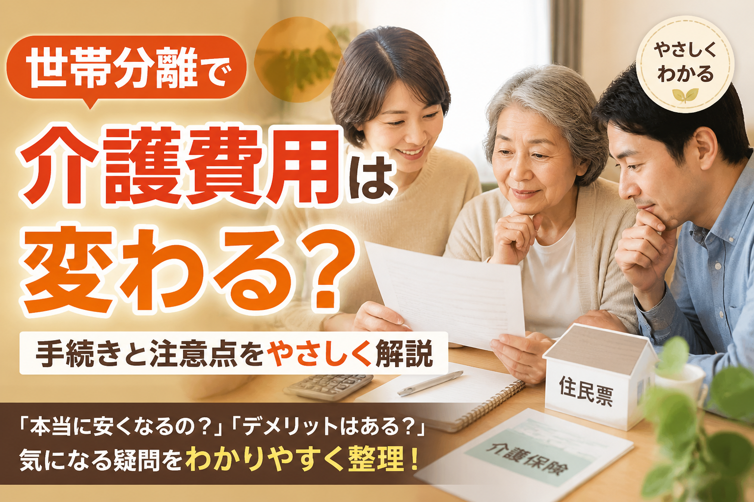 世帯分離で介護費用は変わる？手続きと注意点をやさしく解説