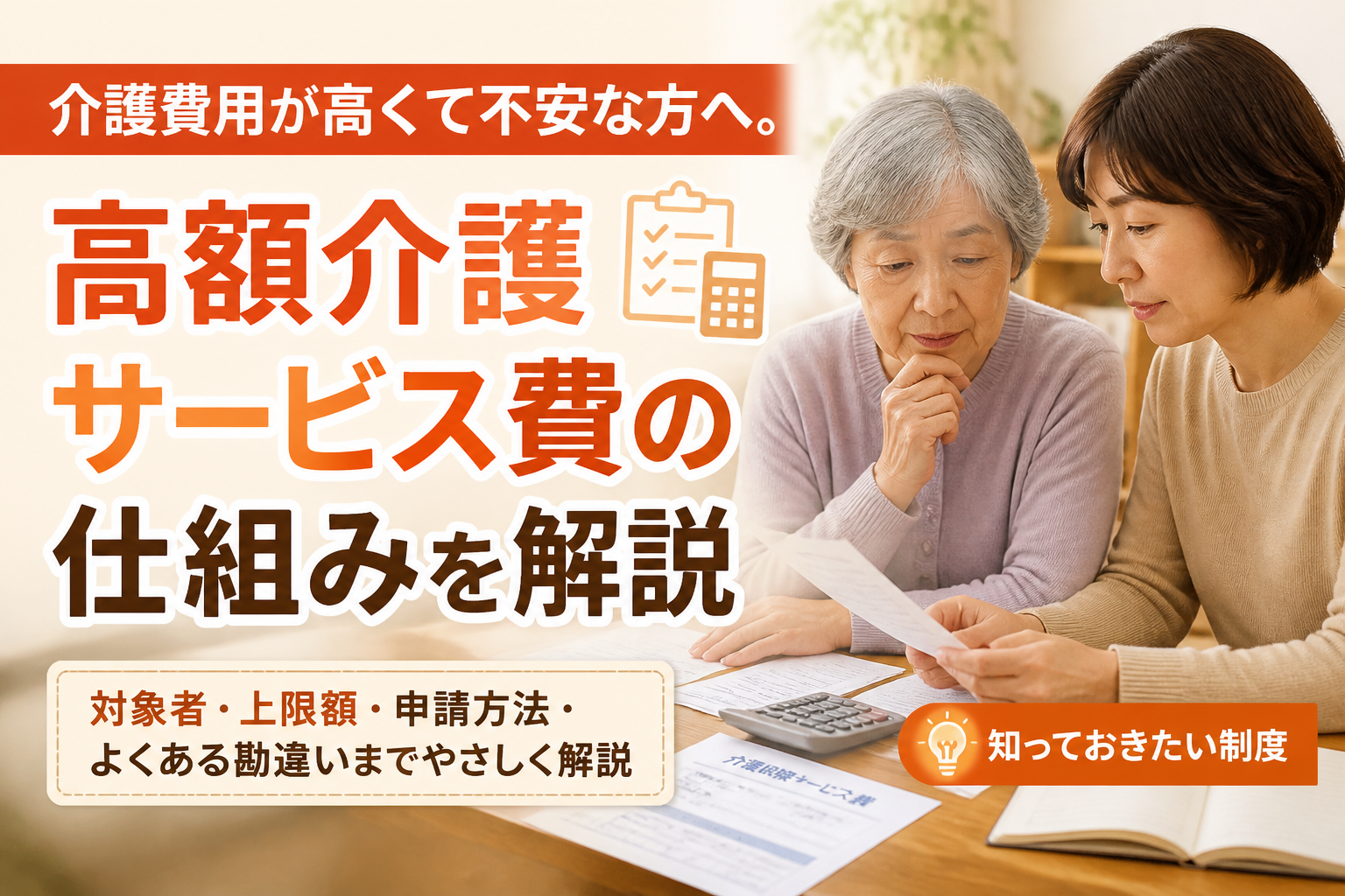 介護費用が高くて不安な方へ。高額介護サービス費の仕組みを解説