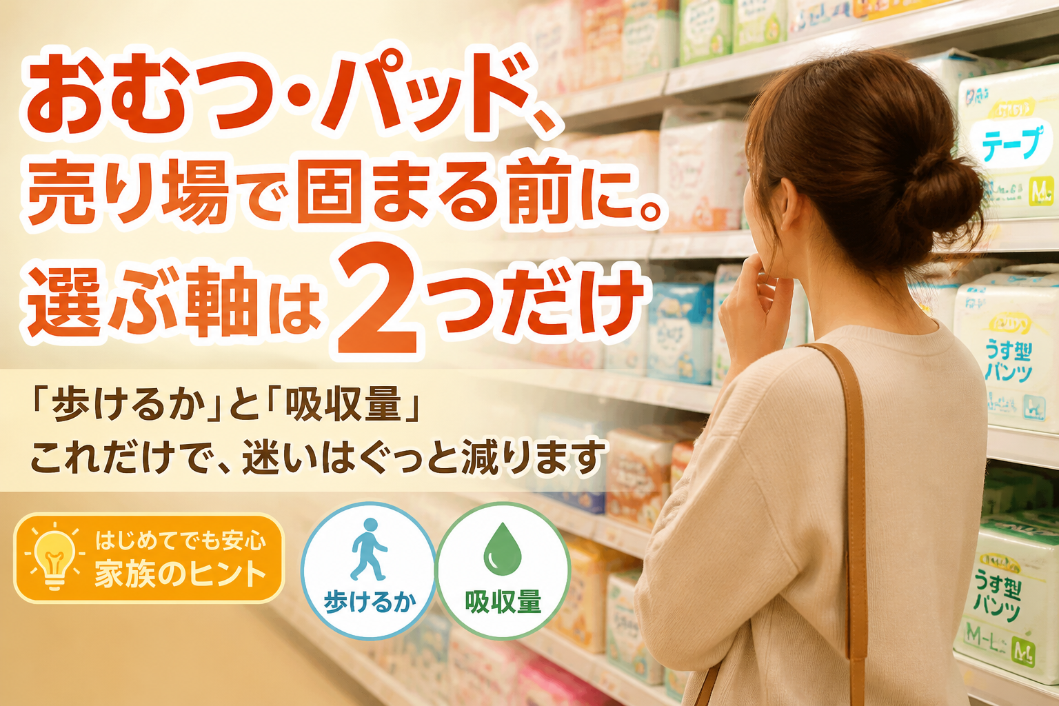 おむつ・パッド、売り場で固まる前に。選ぶ軸は2つだけ