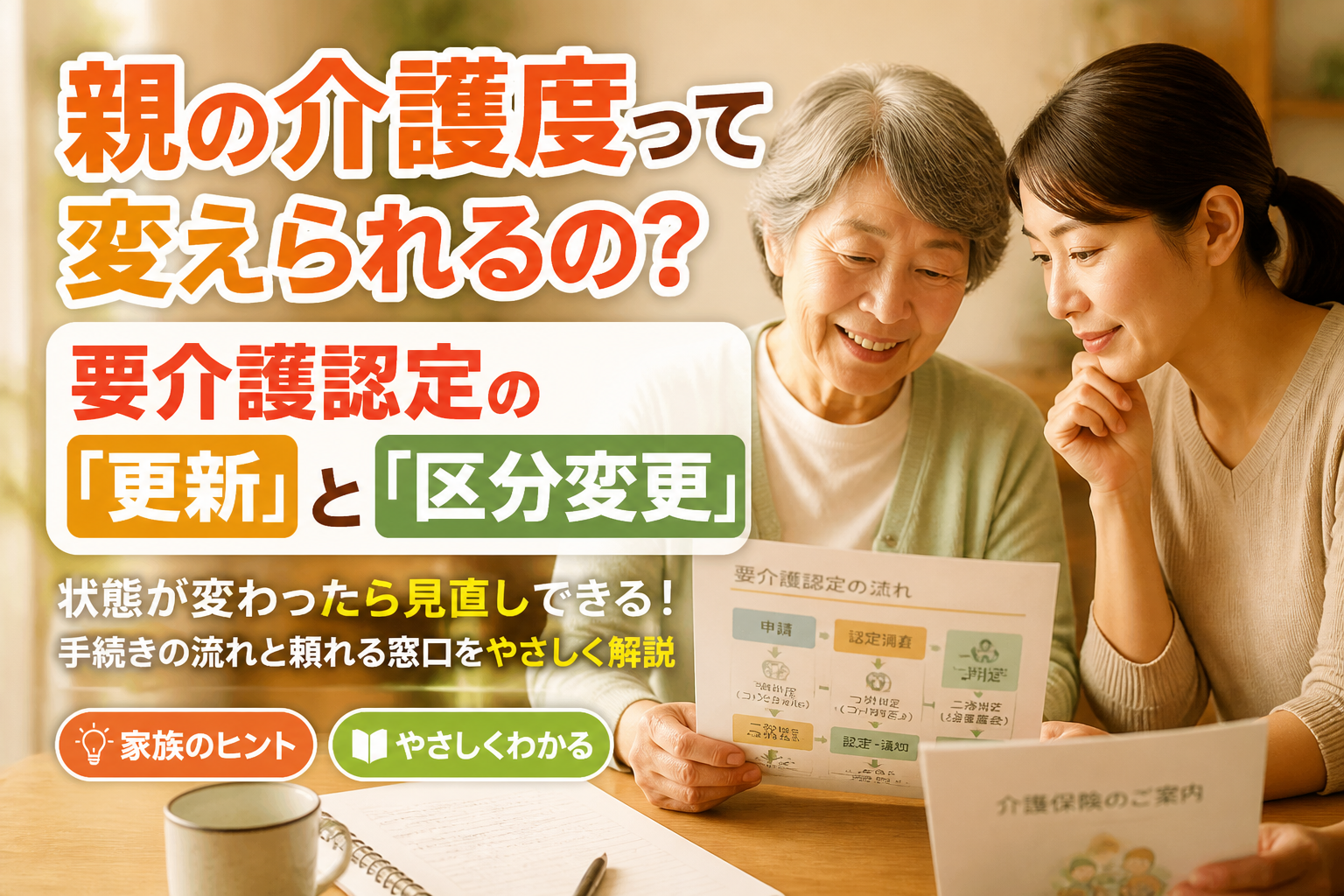 親の介護度って変えられるの？要介護認定の「更新」と「区分変更」