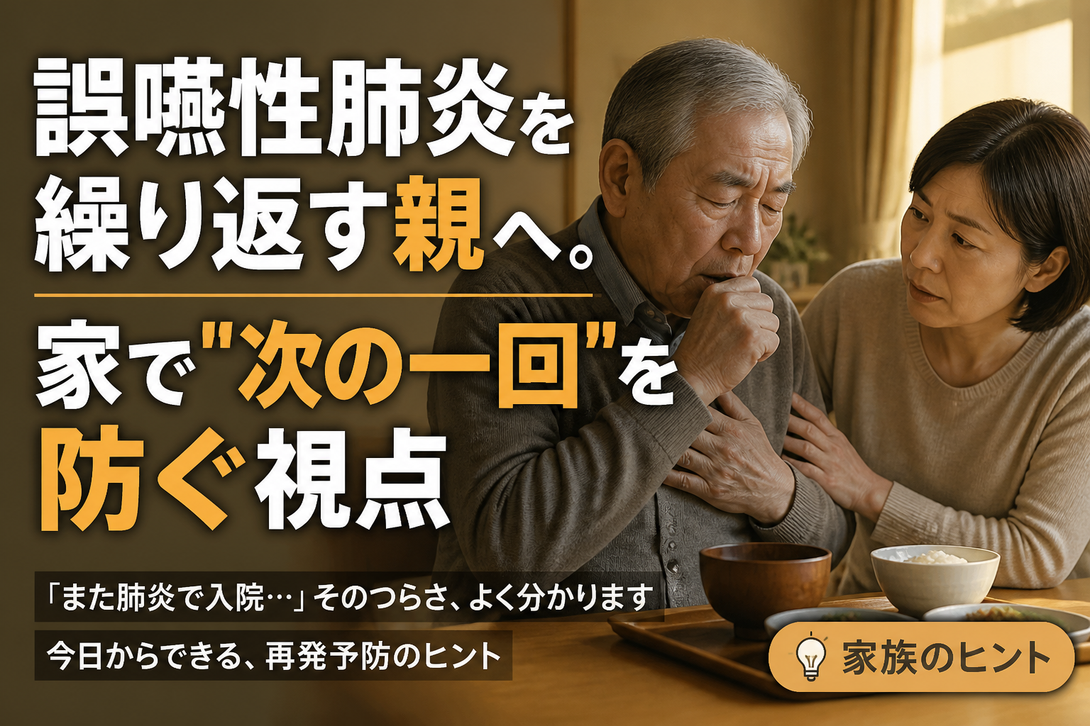 誤嚥性肺炎を繰り返す親へ。家で「次の一回」を防ぐ視点