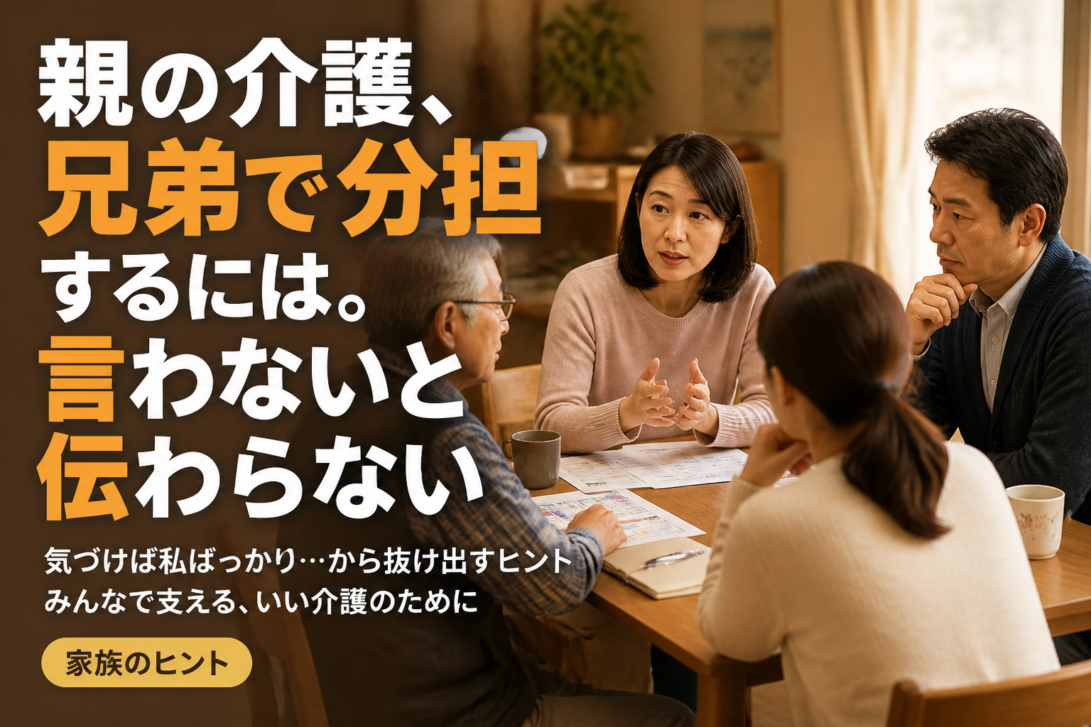 親の介護、兄弟で分担するには。言わないと伝わらない