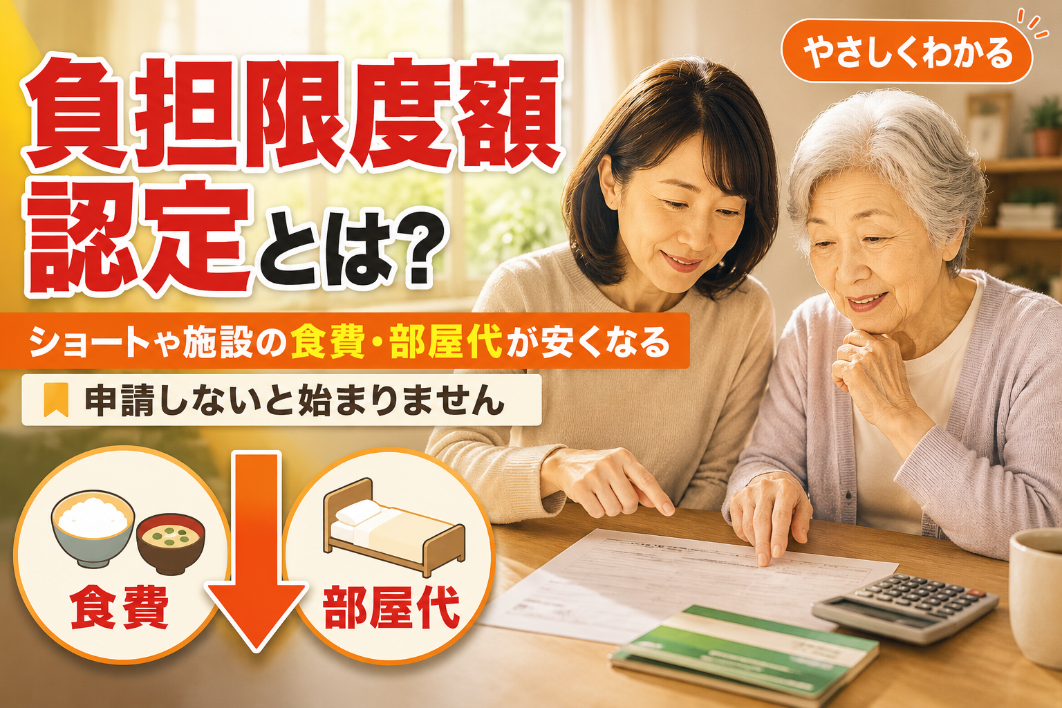 負担限度額認定とは？ショートや施設の食費・部屋代が安くなる