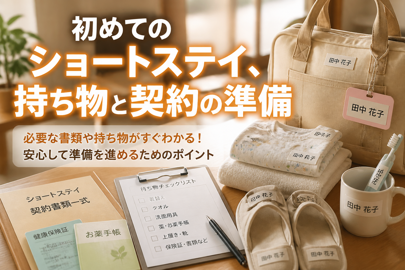 初めてのショートステイ、持ち物と契約の準備。前の日にあわてないために