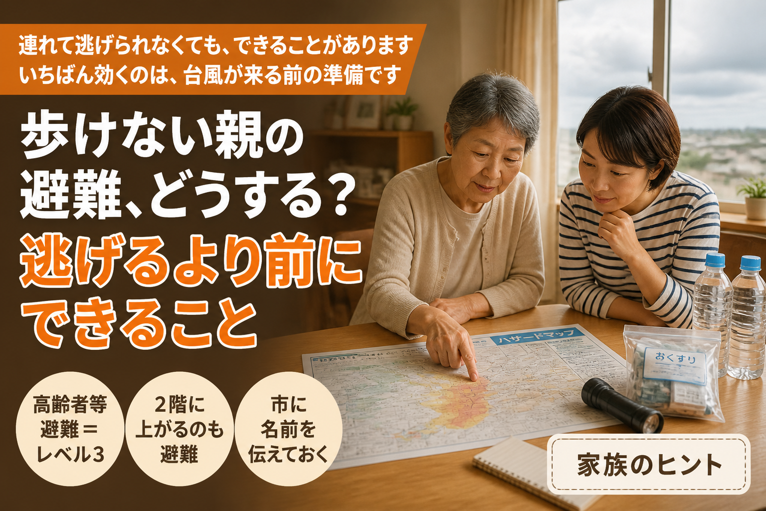 歩けない親の避難、どうする？　逃げるより前にできること